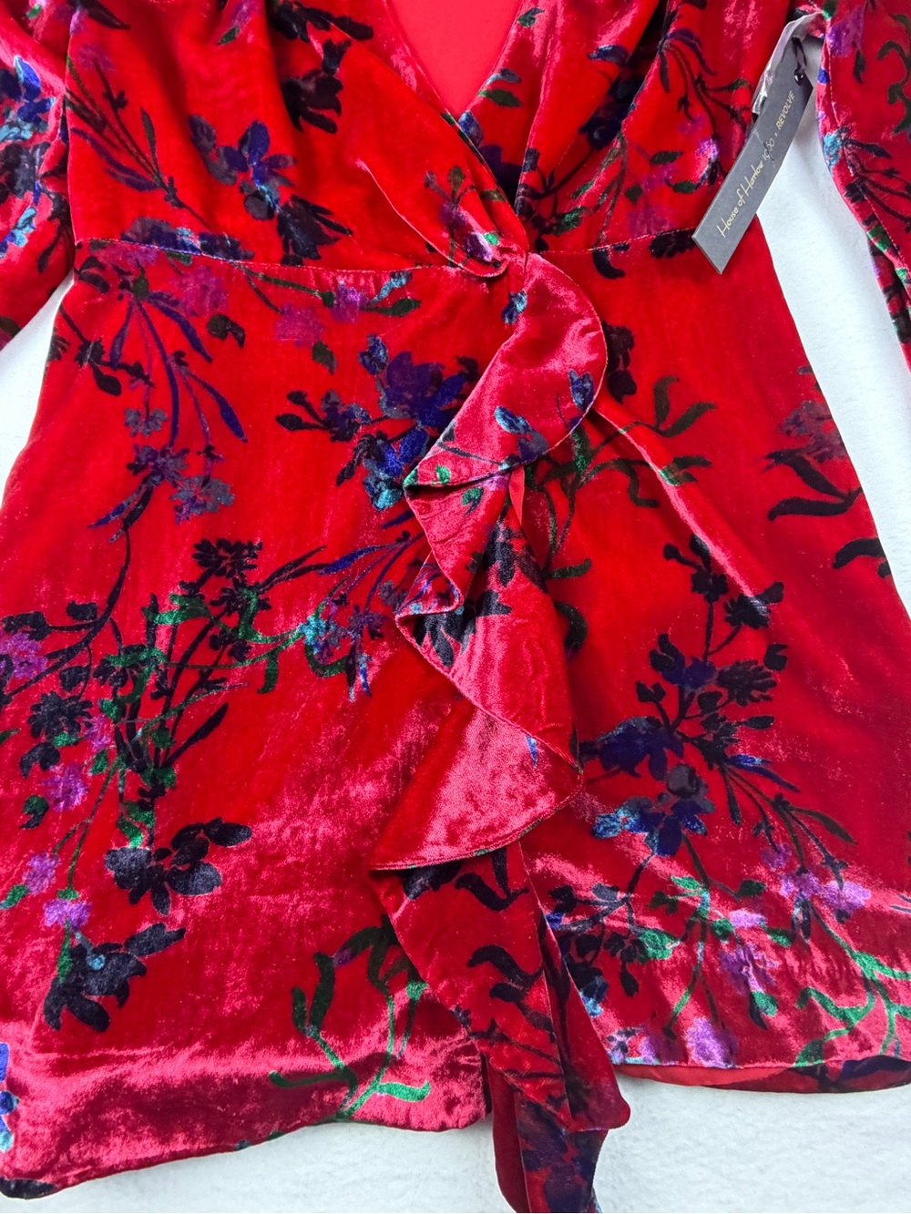 House of Harlow 1960 x REVOLVE Red Velvet Long Sleeve Mini Dress/Top S NWT - Picture 5 of 12